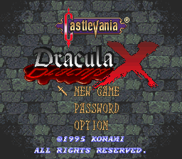 Castlevania - Dracula X (USA) Title Screen